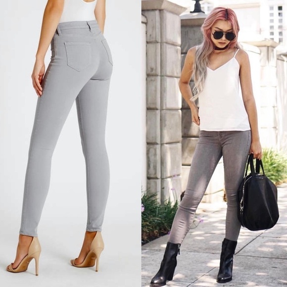 NWT L’AGENCE High Rise Grey Stretch Denim Smoothing‎ Marguerite Skinny Jeans 25 - Picture 3 of 6